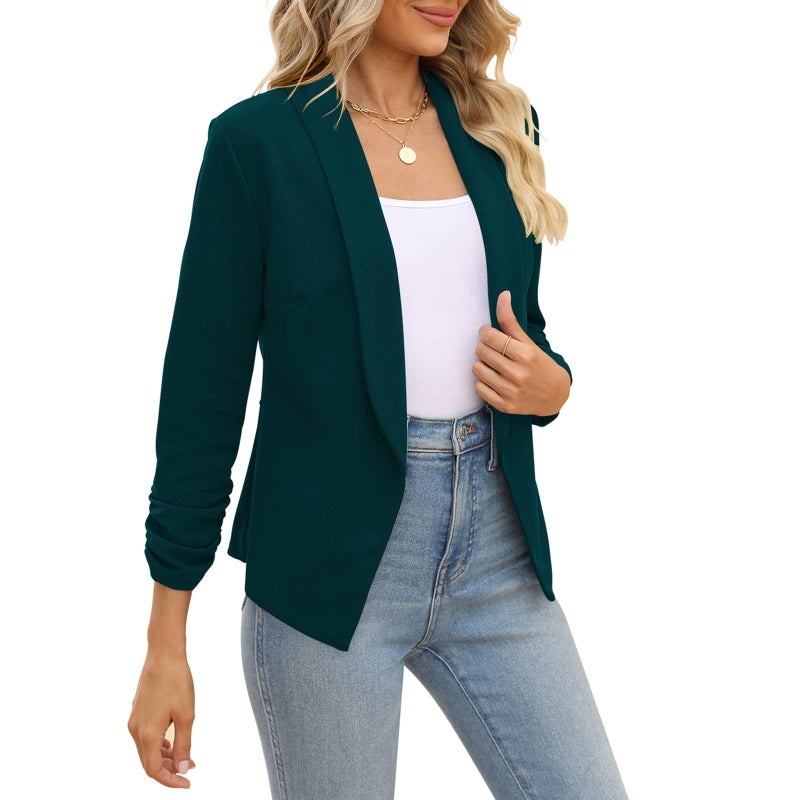 POGTMM Tailored Blazer Women Open Front Cardigans for Women Classy Cardigans (Dark Green, L) - Image 5